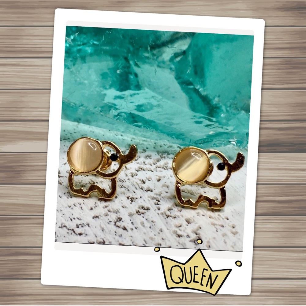 Lucky  Baby Elephant Earrings - Picture 2 of 9